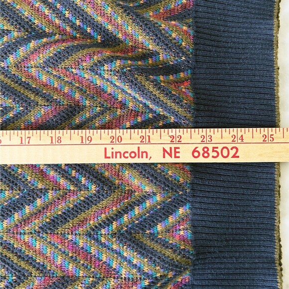 Tricots St Raphael Sweater Vintage 90s V Neck Zig Zag Jewel Tones-Men's Size L - Picture 9 of 9